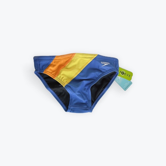 Speedo Men’s Swim Brief 28 Blue Yellow Orange NWT - Picture 1 of 4
